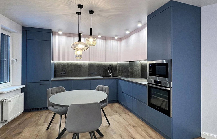 Синяя кухня: идеи дизайна, фото в интерьере. Синий кухонный гарнитур в Тольятти
