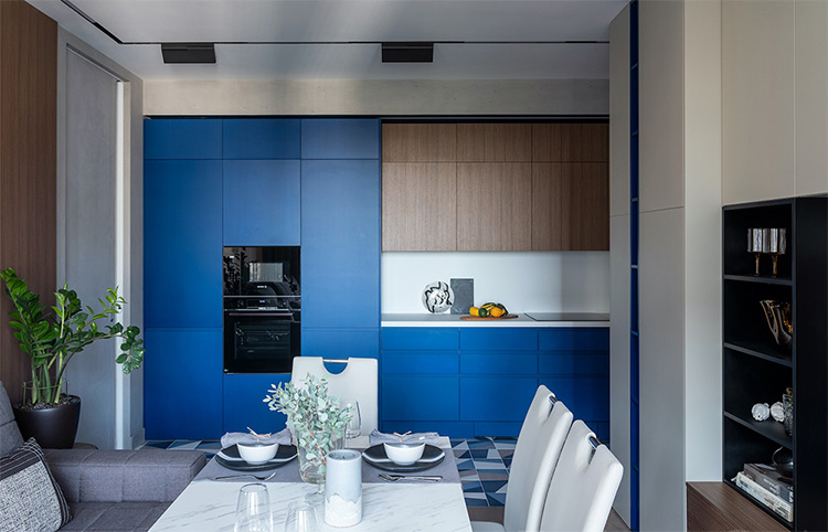 Синяя кухня в интерьере - фото и рекомендации