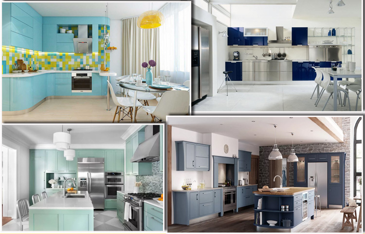 Особенности современного дизайна интерьера голубой кухни