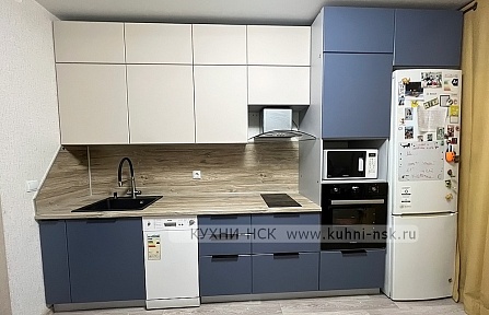 Фото кухня прямая модерн синяя белая 